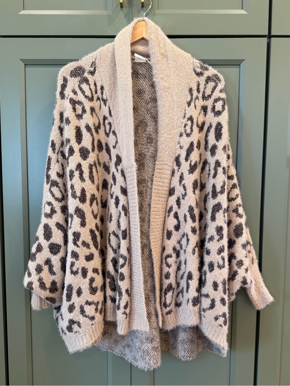 Anthropologie Akemi + Kim Leopard Print Open Fuzzy Cardigan
